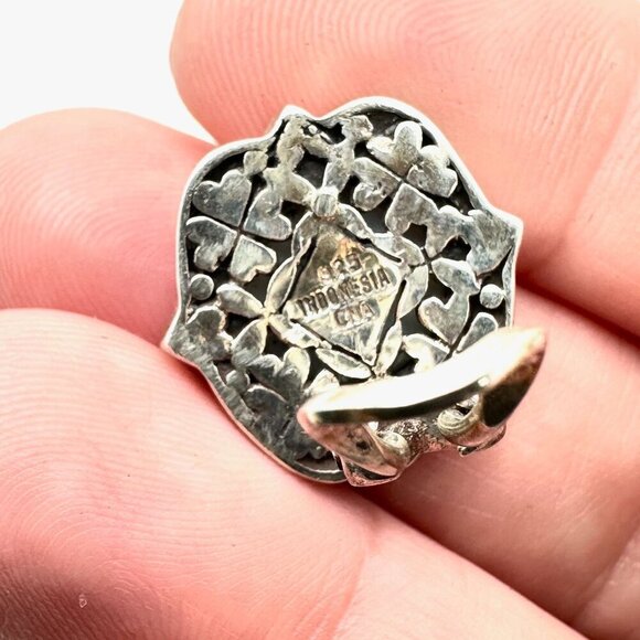 Indonesian Designer CNA Womans Earrings Sterling Silver Abalone Clip - Picture 4 of 4